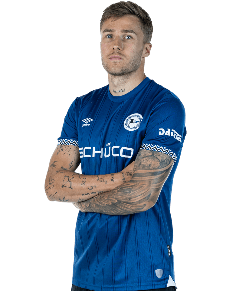 Jonny Grodowski im blauen Arminia-Trikot